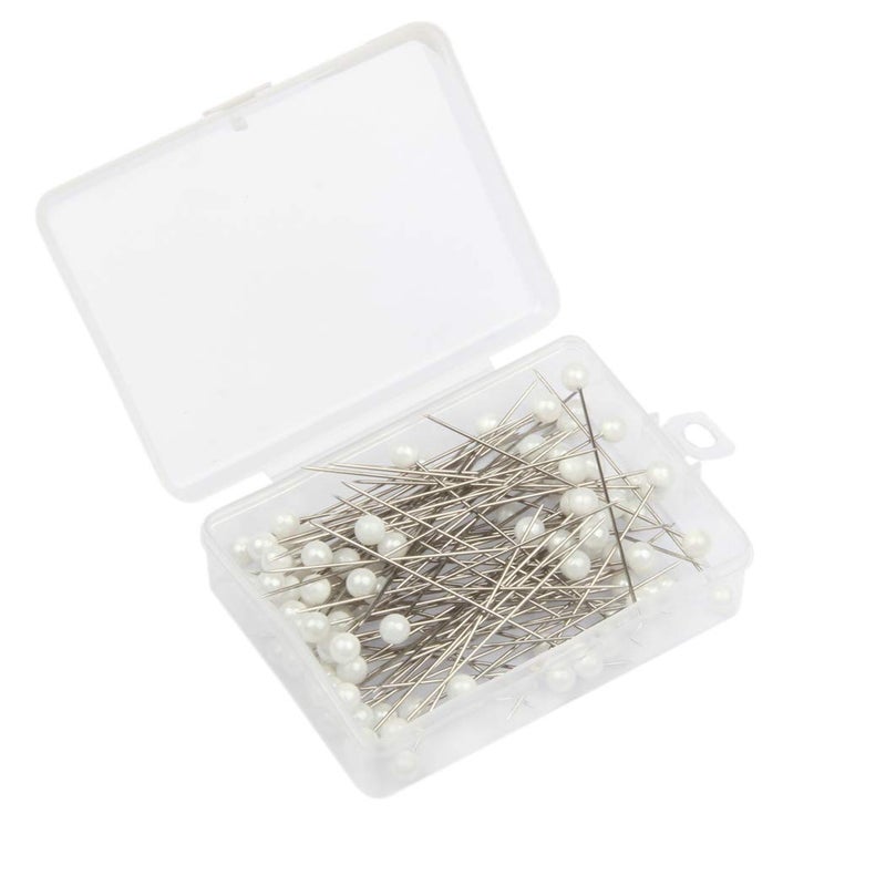 FeiHong 100 Pieces Corsage Pins Round Faux Pearl Head Pins Wedding Bouquet Pins Floral Bouquet Pins White Straight Pins for Sewing Craft Wedding Decorations - Image 2